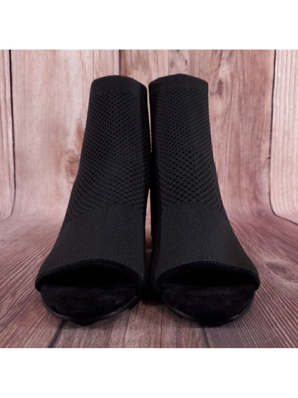 Eileen Fisher Womens Sz 10 Croft Open Toe Stretch Knit Black Ankle Boots Booties - Picture 5 of 13